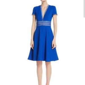 Naeem Khan NK 32 Blue Short Sleeve Crepe Dress 2